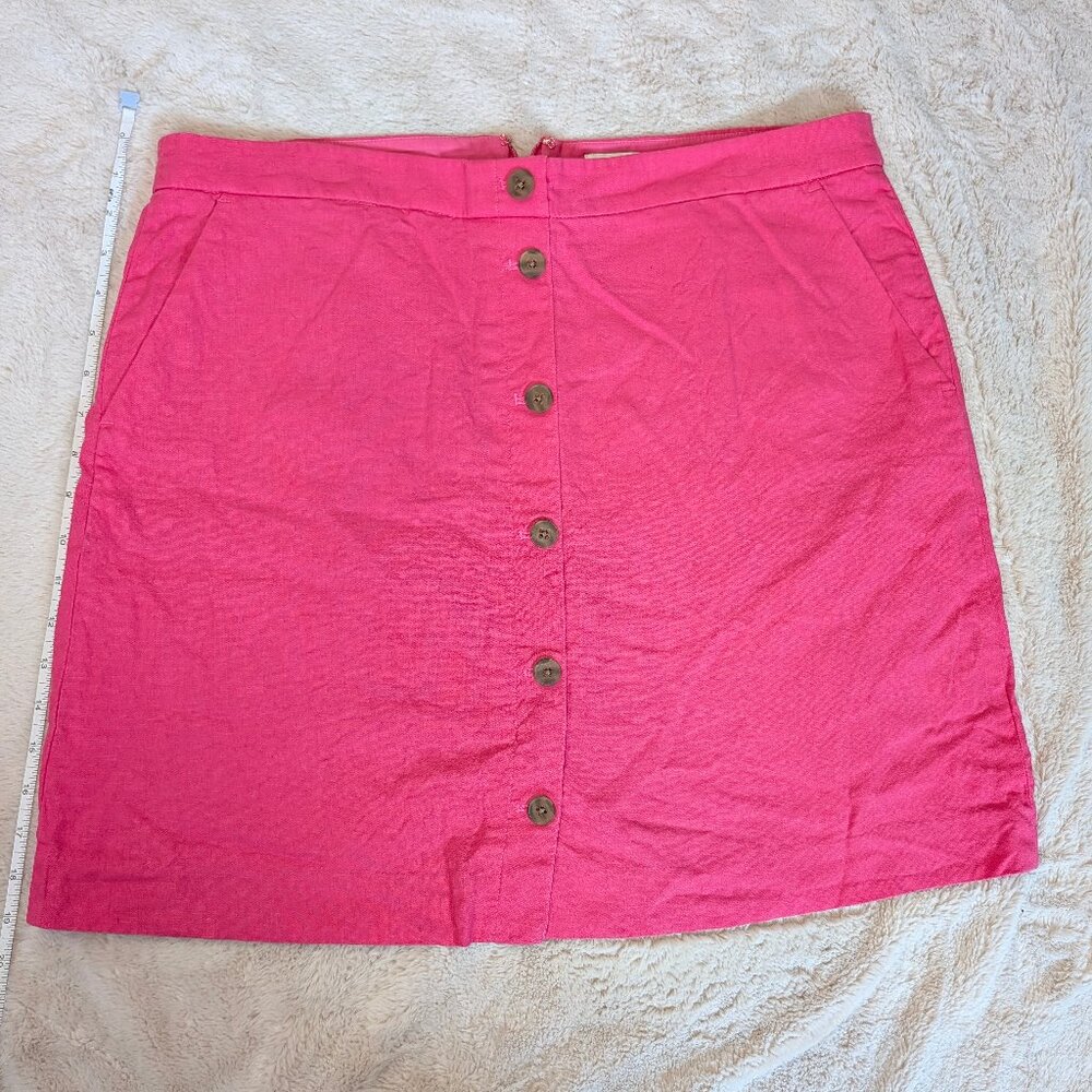 J. Crew Pink Linen Cotton Blend Button Down Short Skirt sz. 14